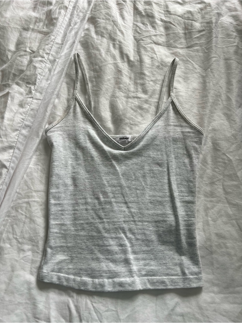 Garage Light grey Ribbed V-Neck Cami Tank Top
